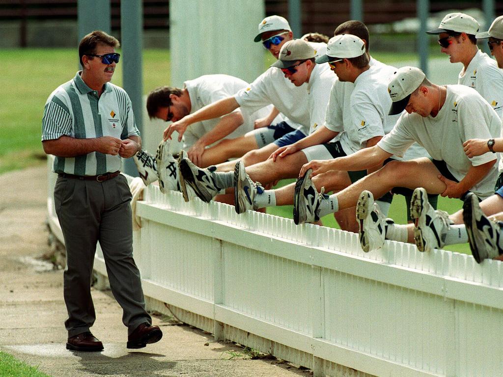 Rod Marsh, former Australian wicketkeeper &amp; head coach of AIS Australian Cricket Academy with his 1995 class, during practice for game in Canberra. Cricket F/L