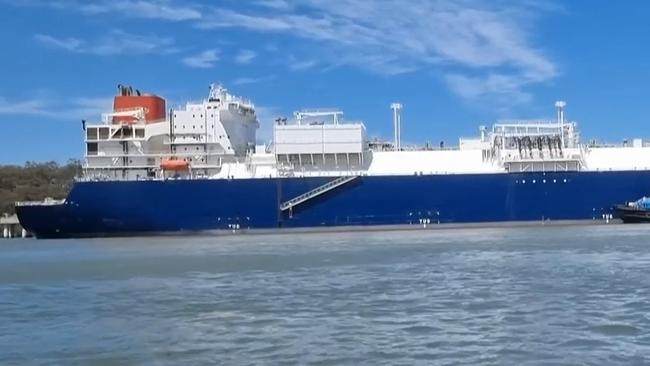 Hong-Kong flagged LNG tanker Cesi Qingdao pictured stranded at the Gladstone Harbour.