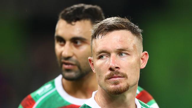 MELBOURNE, AUSTRALIA - MARCH 11: Damien Cook of the Rabbitohs looks on after the round one NRL match between the Melbourne Storm and the South Sydney Rabbitohs at AAMI Park, on March 11, 2021, in Melbourne, Australia. (Photo by Robert Cianflone/Getty Images)