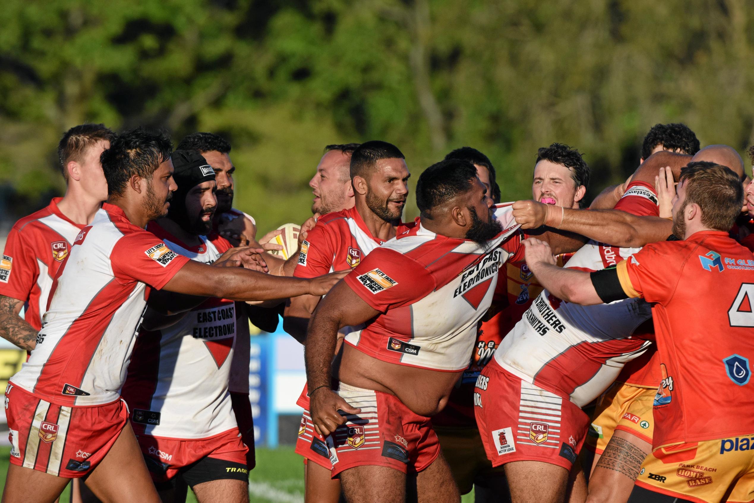 The Coffs Harbour Comets v South Grafton Rebels game had to be stopped early after numerous fights broke out and players were sent from the field.