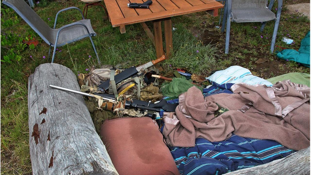 Nathaniel Train's rifle where he was fatally shot by SERT officers.