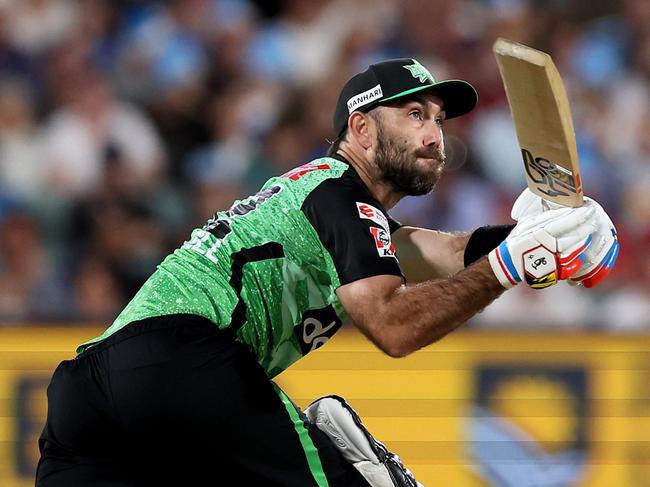 ADELAIDE, AUSTRALIA - DECEMBER 20: Glenn Maxwell of the Stars plays a shot during the BBL match between Adelaide Strikers and Melbourne Stars at Adelaide Oval, on December 20, 2024, in Adelaide, Australia. (Photo by James Elsby/Getty Images)