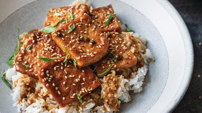 Sticky coconut milk braised tofu from Big Vegan Flavor.