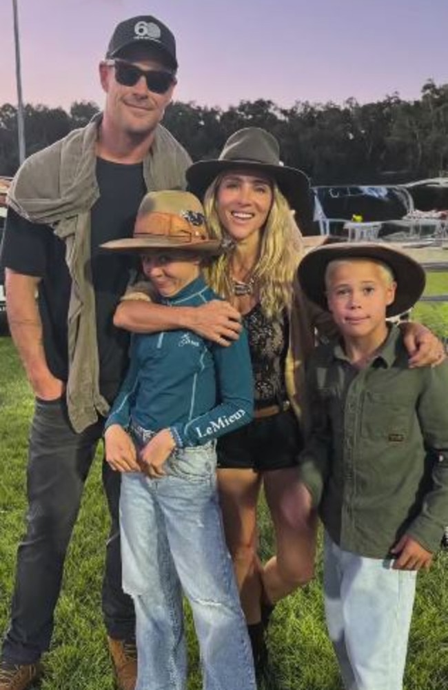 The couple with their sons Sasha and Tristan at the rodeo in Australia.