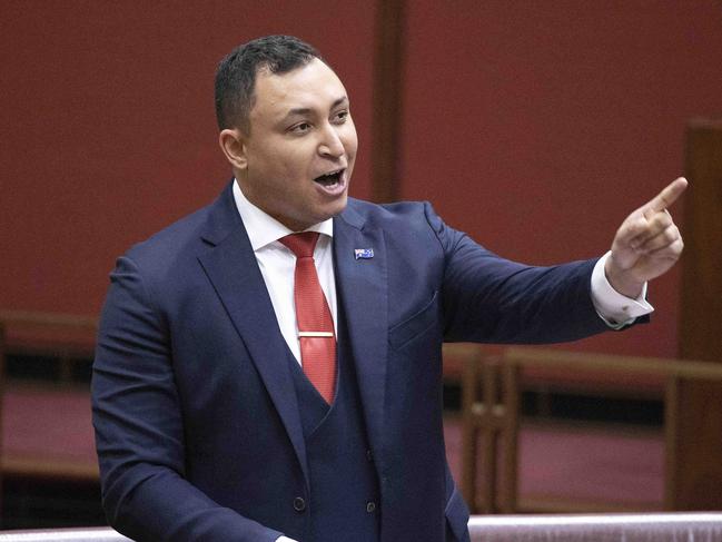 CANBERRA, AUSTRALIA NewsWire Photos - AUGUST 03, 2022: Clive Palmer's $100m man Senator Ralph Babet maiden speech.Picture: NCA NewsWire / Gary Ramage