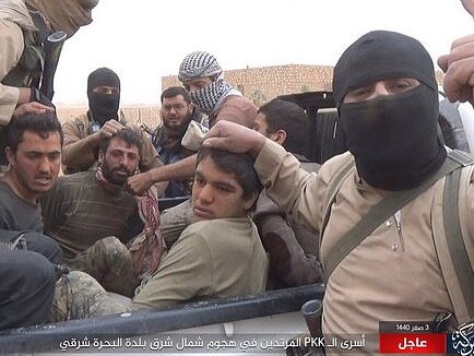 Members of the Islamic State terrorist group capture hostages in Syria. Picture: Supplied