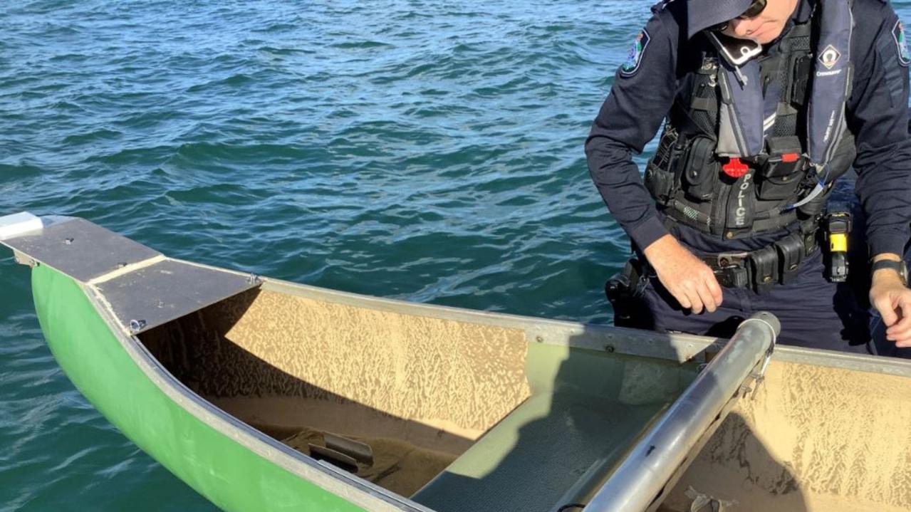 Brisbane Water Police is appealing for information after a submerged canoe was located north of Peel Island, Moreton Bay on Monday. Picture: QPS