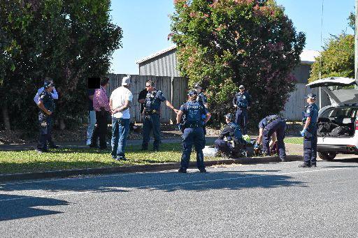 Police arrest five Sydney residents outside an Ooralea home. Picture: Emily Smith