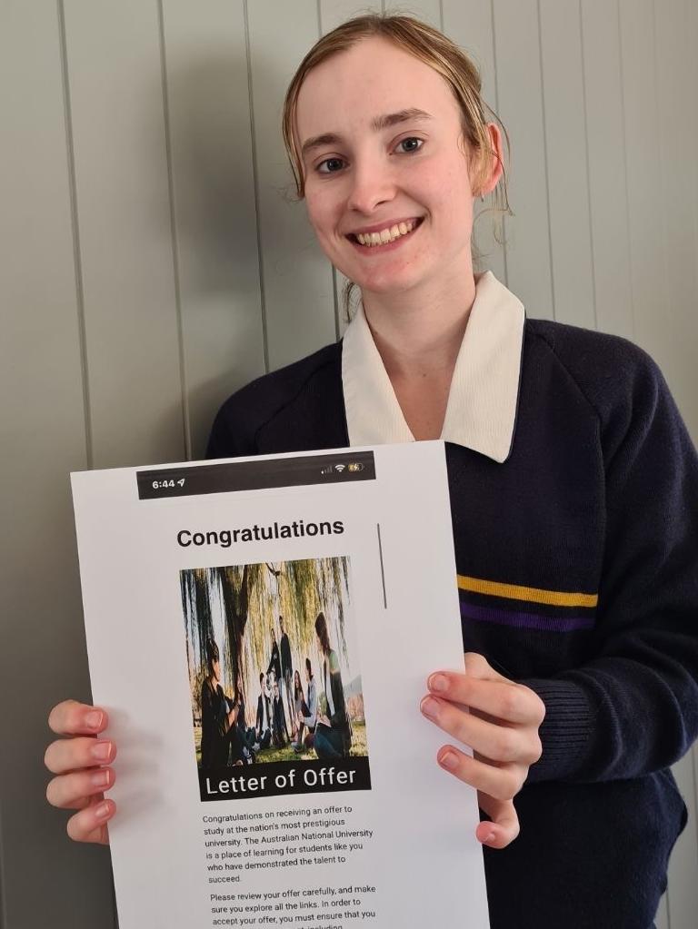 St Joseph's College student Tahlia Utz received and early offer to ANU to study a Bachelor of Health science in 2023. Thursday, September 8, 2022. Picture: supplied.