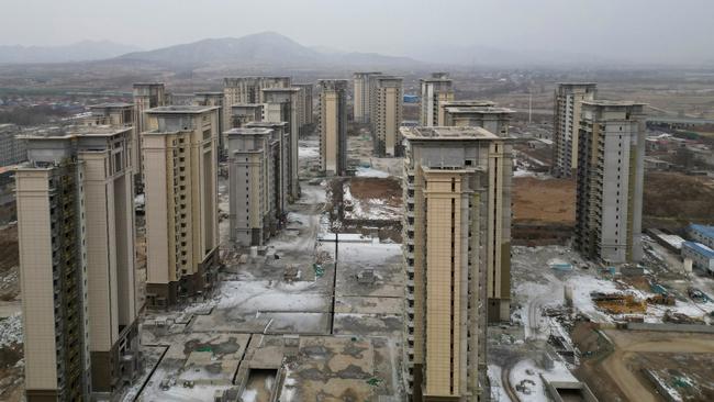 An aerial view of an unfinished residential compound developed by Evergrande on the outskirts of Shijiazhuang. Picture: Reuters