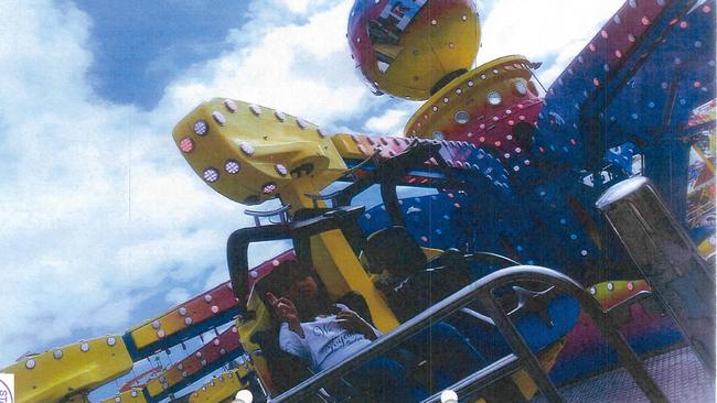 Kim Ng took this picture of Adelene on the AirMaxx 360 ride shortly before the accident. Picture: supplied