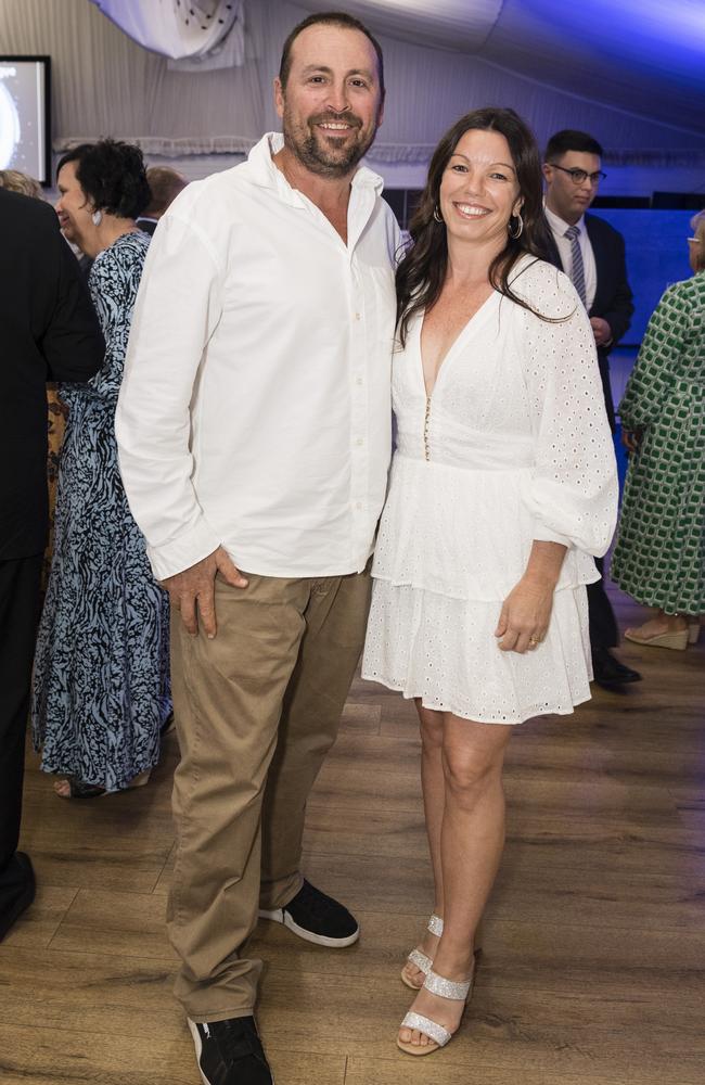 Steve and Sally Haywood support Highfields at the TRL awards night at Clifford Park Racecourse, Friday, September 8, 2023. Picture: Kevin Farmer