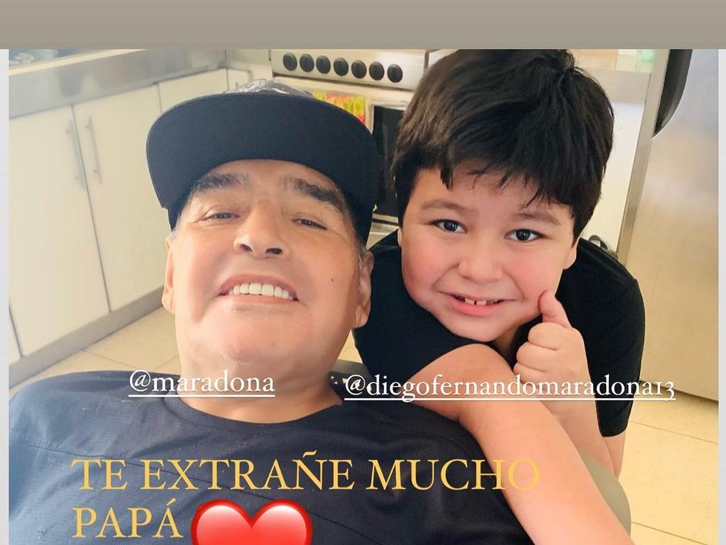 Maradona with seven-year-old son, Diego Jr.