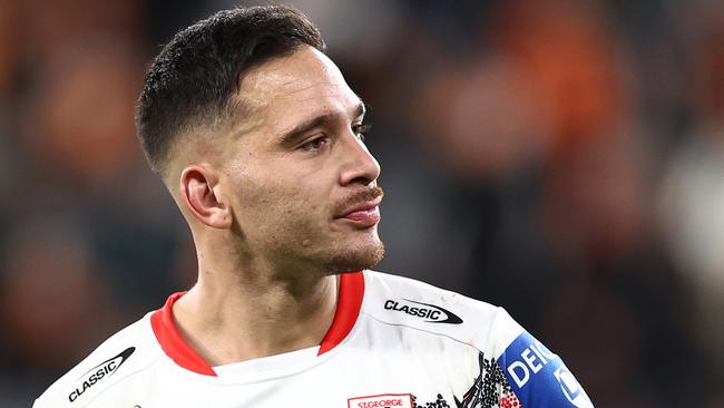 SYDNEY, AUSTRALIA - MAY 28:  Corey Norman of the Dragons looks on after the round 12 NRL match between the Wests Tigers and the St George Illawarra Dragons at Bankwest Stadium on May 28, 2021, in Sydney, Australia. (Photo by Cameron Spencer/Getty Images)