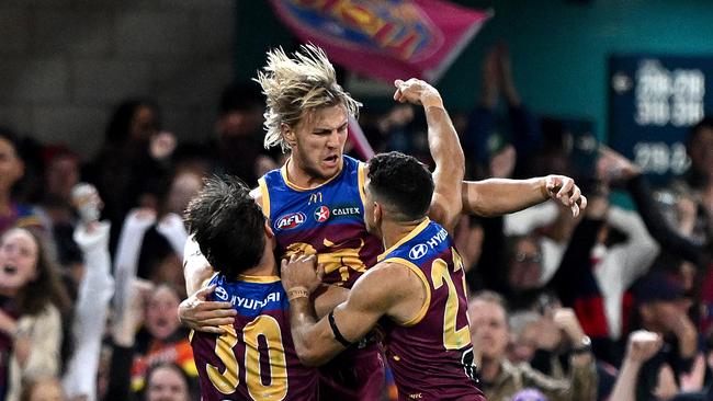 The Lions are now fifth on the ladder after they pinched victory over Melbourne. (Photo by Bradley Kanaris/Getty Images)