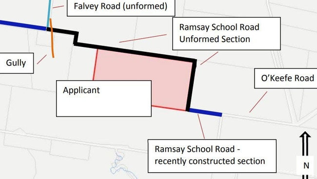 Map of Ramsay School Rd name change application with the Toowoomba Regional Council.