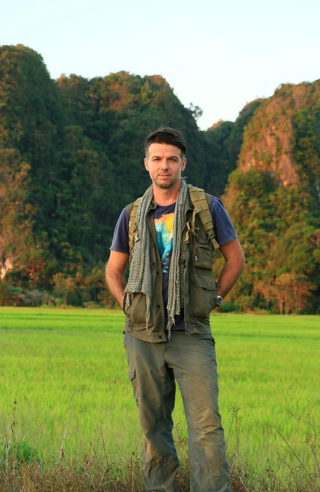 Professor Adam Brumm from Griffith’s Australian Research Centre for Human Evolution, in Sulawesi during his field work. Picture: DP McGahn