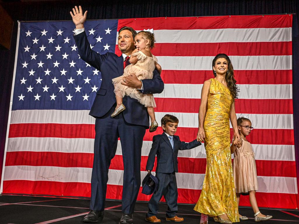 Ron DeSantis with his wife Casey and children Madison, Mamie and Mason. Picture: Giorgio Viera/AFP