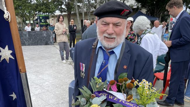 Vietnam War veteran Jack Richards lays a wreath at Byron. Picture: Savannah Pocock