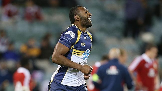 CANBERRA, AUSTRALIA - JUNE 18: Tevita Kuridrani of the Brumbies celebrates after scoring a try during the International tour match between the ACT Brumbies and the British & Irish Lions at Canberra Stadium on June 18, 2013 in Canberra, Australia. (Photo by Mark Metcalfe/Getty Images)