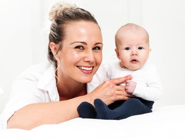 Tanya Elizabeth with her 11-week-old baby Elias. Story is about breastfeeding research showing low numbers of babys being breastfed, she is persevering in spite of problems.Picture: NIGEL HALLETT