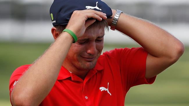 Bryson DeChambeau is overcome with emotion after learning the late Payne Stewart's first PGA Tour victory was also at the John Deere Classic.