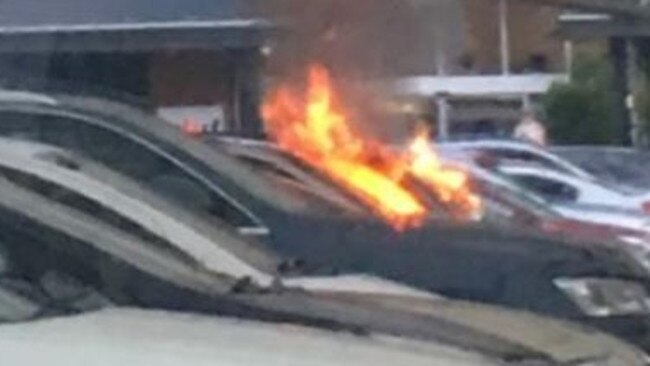 A car caught fire in Stanhope gardens shopping centre car park on Thursday, January 5 at 7.53 pm Picture: Tanya Shuetrim