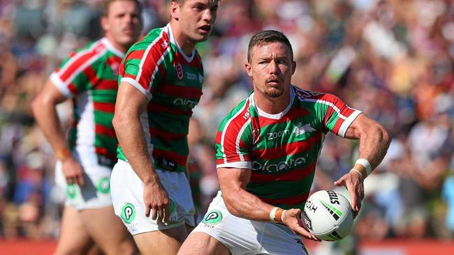 IN ACTION: Damien Cook of the Rabbitohs against Manly Sea Eagles at Lottoland on Sunday. Picture: Tony Feder