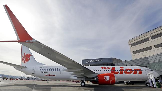 Boeing's first 737 MAX 9 jet at the company's delivery centre before a ceremony transferring ownership to Thai Lion Air in Seattle.