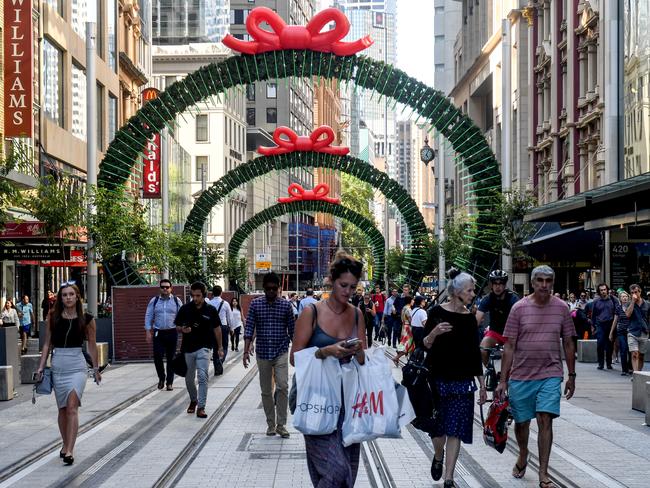 George St in the CBD has re-opened after light rail tracks were installed. Picture: AAP