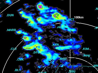 Radar image of tornado storm in Bendigo, Victoria 19 May 2003.  weather map /Storms/Australia