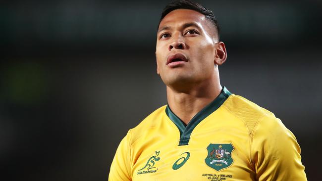 Israel Folau of the Wallabies looks on at Allianz Stadium in Sydney.