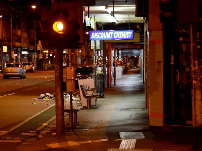 The abandoned stretch of footpath in the early hours of last Saturday near the spot where Jill Meagher was murdered in 2012. Picture: Mal Fairclough/news.com.au