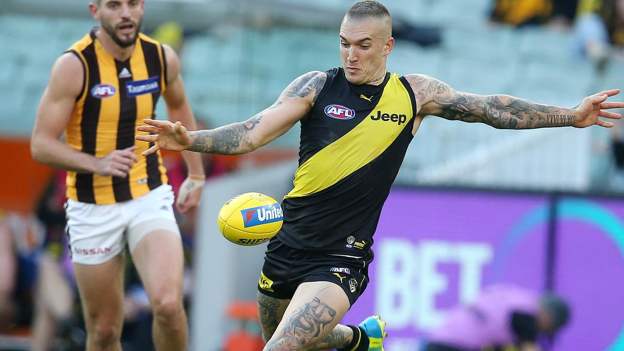 Dustin Martin was on fire at the MCG against the Hawks. Picture: Michael Klein