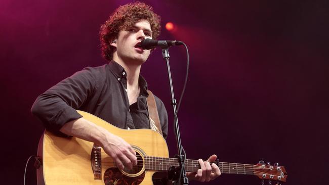 Busy ye. .. Vance Joy performs in concert during the Radio 104.5 8th Birthday Show at the Susquehanna Bank Centre in Camden, New Jersey, on Sunday, May 10, 2015. Picture: Owen Sweeney / Invision / AP