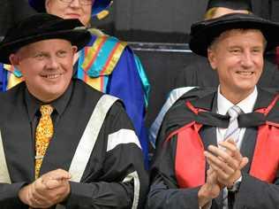 WELCOME: Emeritus Professor Scott Bowman (former CQUni Vice-Chancellor), and Professor Nick Klomp (new CQUni Vice-Chancellor). Picture: contributed