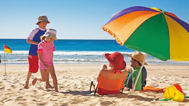 A family on holiday at Surfers Paradise.