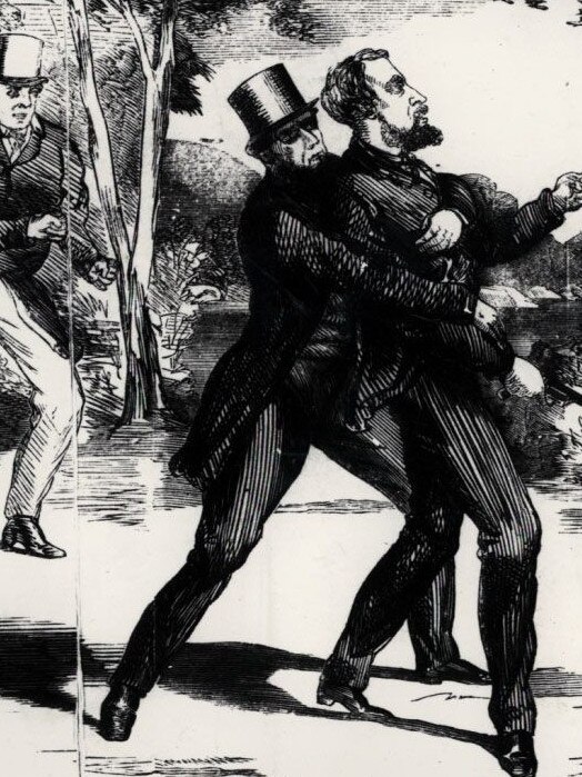 Sketch showing Henry O'Farrell being captured after his attempted assassination of Prince Alfred.