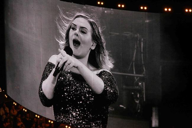 British singer Adele during her second performance at the Gabba. Picture: Jack Tran
