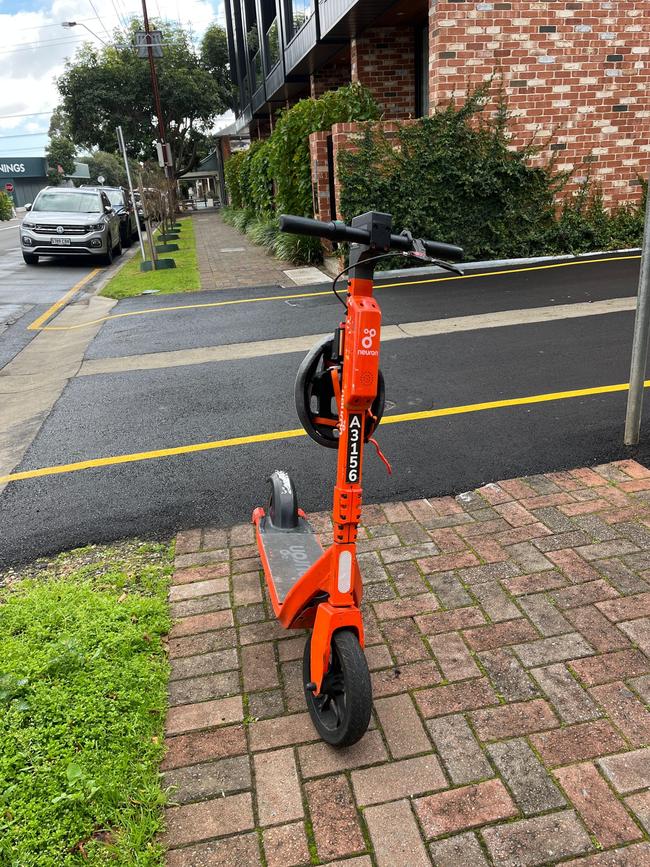 An image of an e-scooter left on a footpath, sent to Snap Send Solve. Picture: supplied