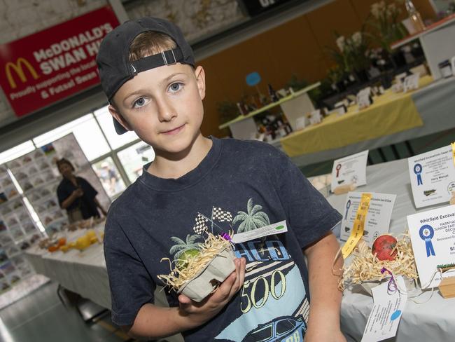 Blake Bowen with his award-winning eggs at the 2024 Swan Hill Show Picture: Noel Fisher.