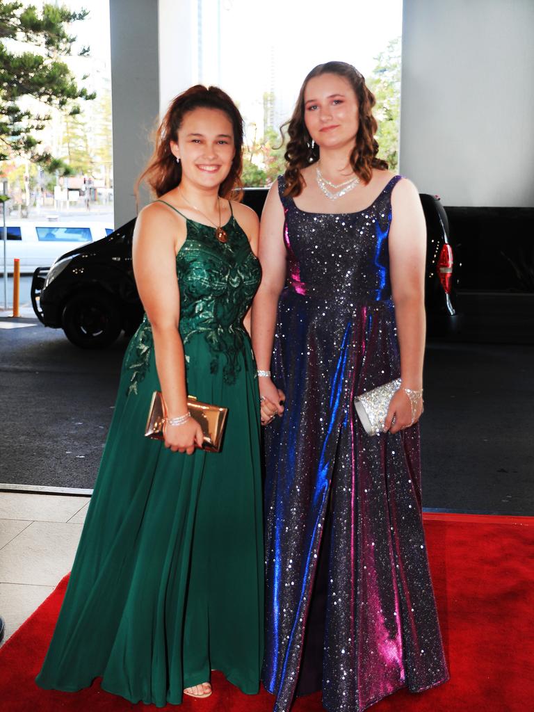 20th November 2020, - Lydia Moody and Britney Gwynne - Upper Coomera State High formal held at Mantra on View Surfers paradise, Gold Coast. Photo: Scott Powick Newscorp