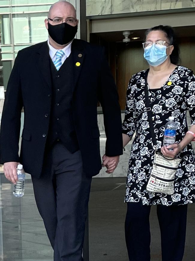 Christopher Barnes leaves Parramatta District Court with his mother in September.