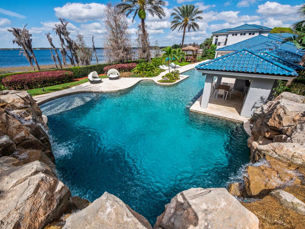 Outside, there's a 95-foot-long pool — one of the mansion's many over-the-top extras. Picture: Christian Pestana Rodriguez