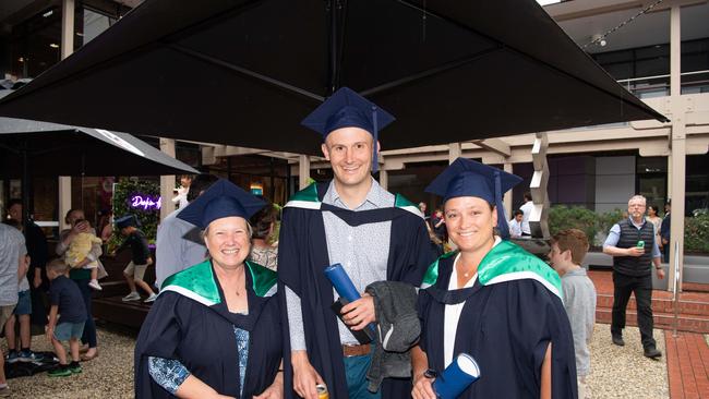03-10-2023 Deakin University education graduations at the waterfront campus. Leah Mccloy, Jack Weston and Melissa cumming