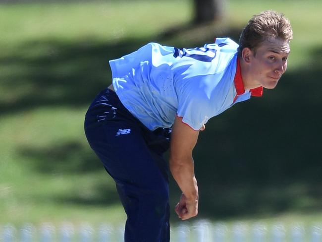 Charlie Anderson at full throttle. Picture: Cricket Australia.