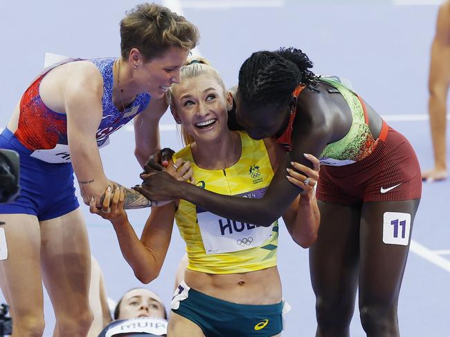 Hull’s standing amongst competitors was obvious when they were all visibly thrilled for her silver medal win. Picture: Michael Klein