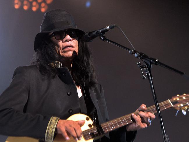 Sixto Rodriguez performs on stage in Paris. Picture: AFP