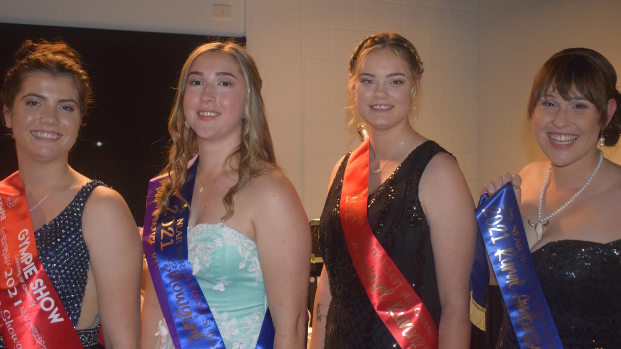 Fraser Coast’s Tahlia Robinson also came runner up in the Near North Coast Regional sub chamber finals. L-R Jazmin Farrow (Gympie Showgirl), Chloe Lanham (Maleny Showgirl, winner), Tahlia Robinson and Rural Ambassador for Near North Coast Emily Larkin. Pictures: Josh Preston.