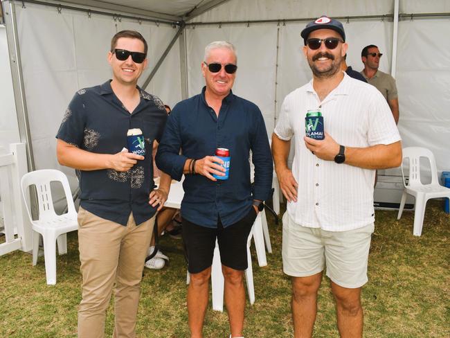 Lachlan Wooton, David Boad and Jim Needham at the Alex Scott &amp; Staff Woolamai Cup on Saturday, February 8, 2025. Picture: Jack Colantuono